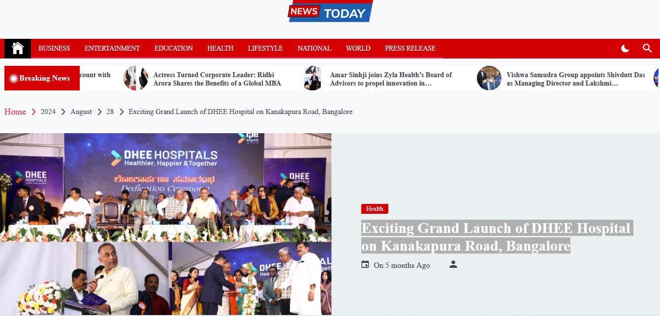 Exciting Grand Launch of DHEE Hospital on Kanakapura Road, Bangalore - Republic News Today