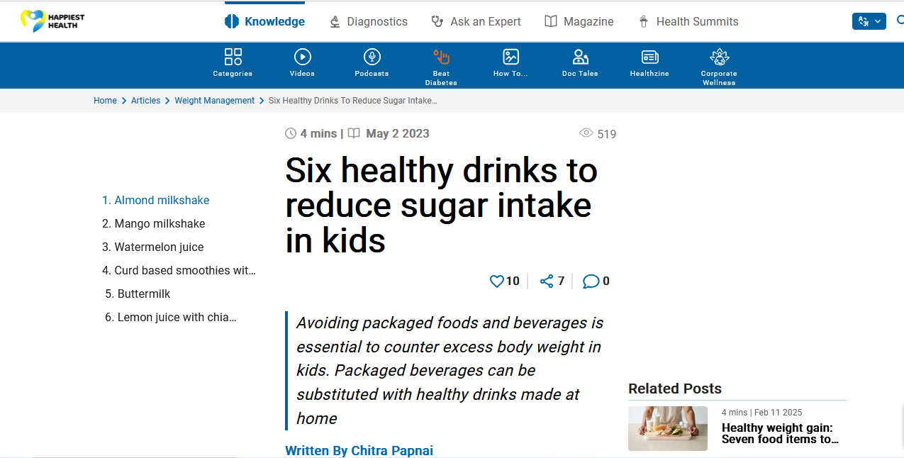 Six healthy drinks to reduce sugar intake in kids